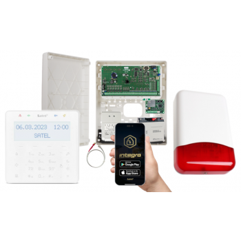 ZESTAW ALARMOWY SATEL INTEGRA 64 + INT-KSG2R-W + OPU-3P + AWT682 + 17Ah + INT-GSM LTE + SYRENA TI700